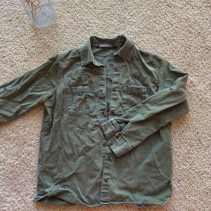 ZARA dark olive shirt with metal detail